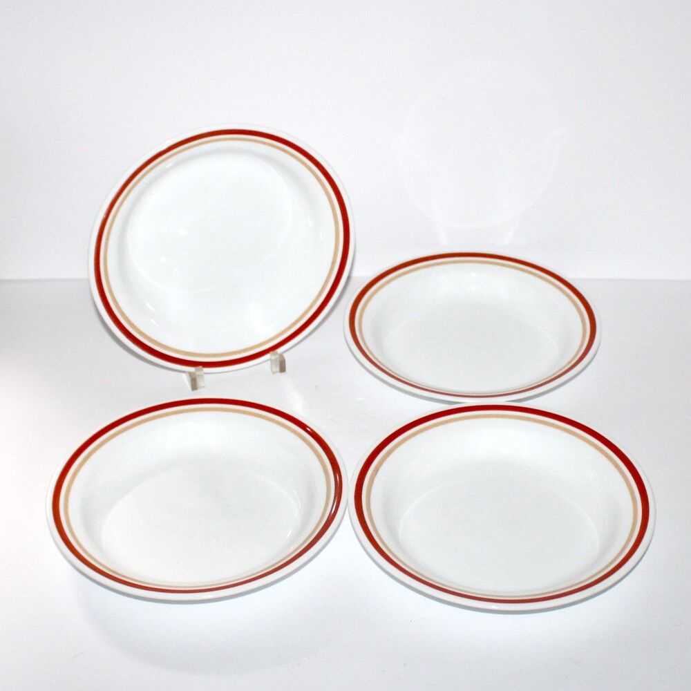 Lot 4 Soup Bowl Corelle by Corning Cinnamon 8.5" vintage Plates Rim pasta salad